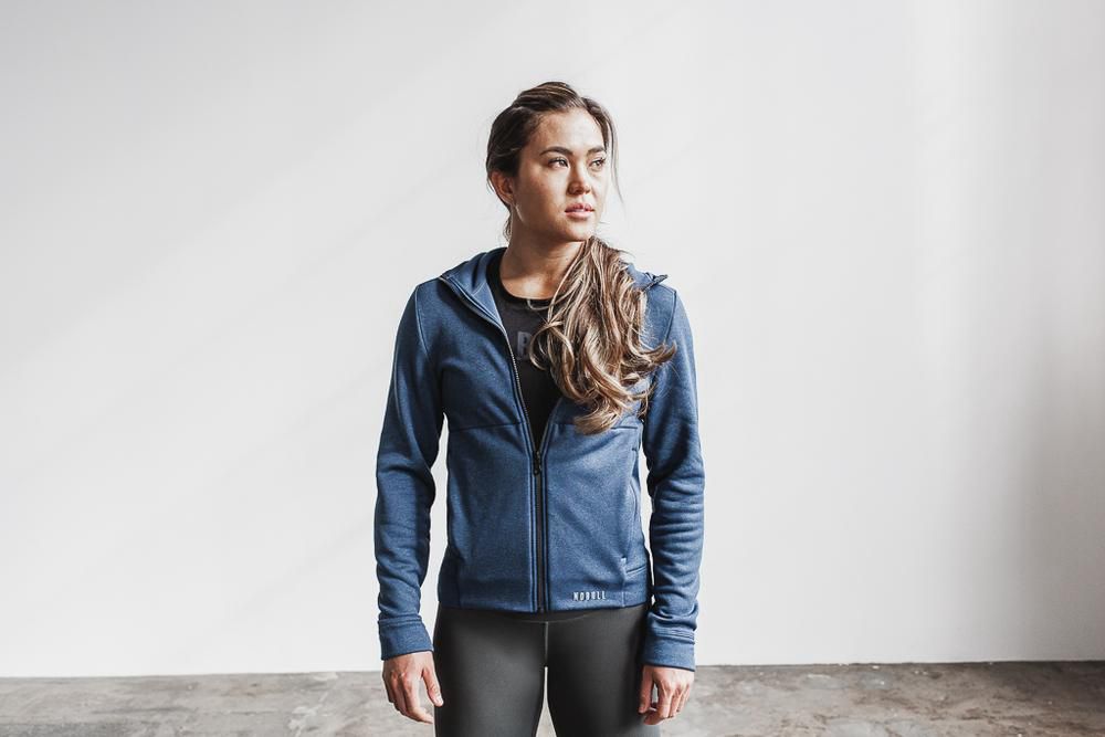 NOBULL Women's Performance Zip-Up Hoodie - Steel Blue - Ireland (7504HVJTR)